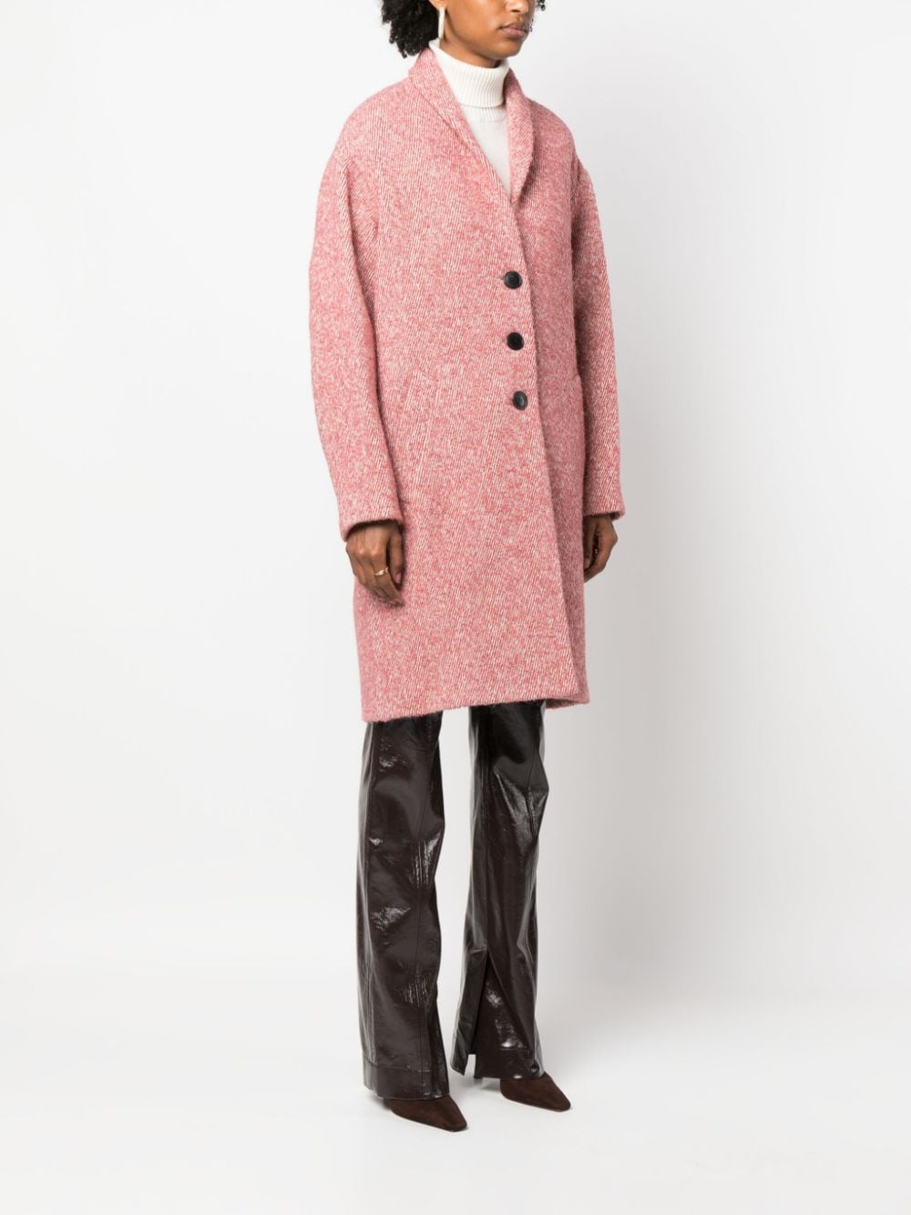 Shop Marant Etoile Fine-knit Single Breasted Coat In Red