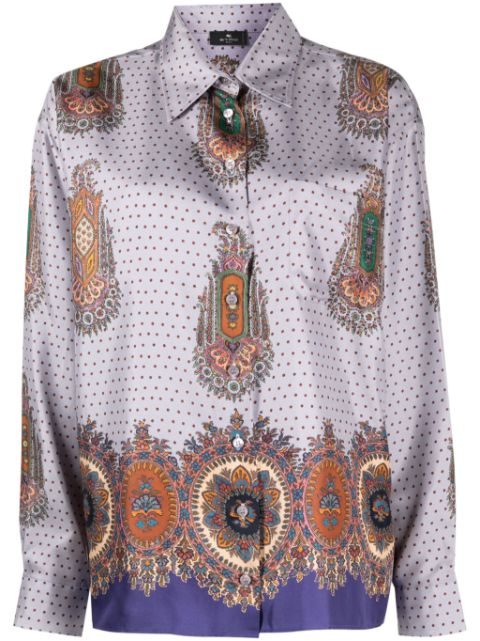 ETRO mix-print pointed-collar silk shirt Women