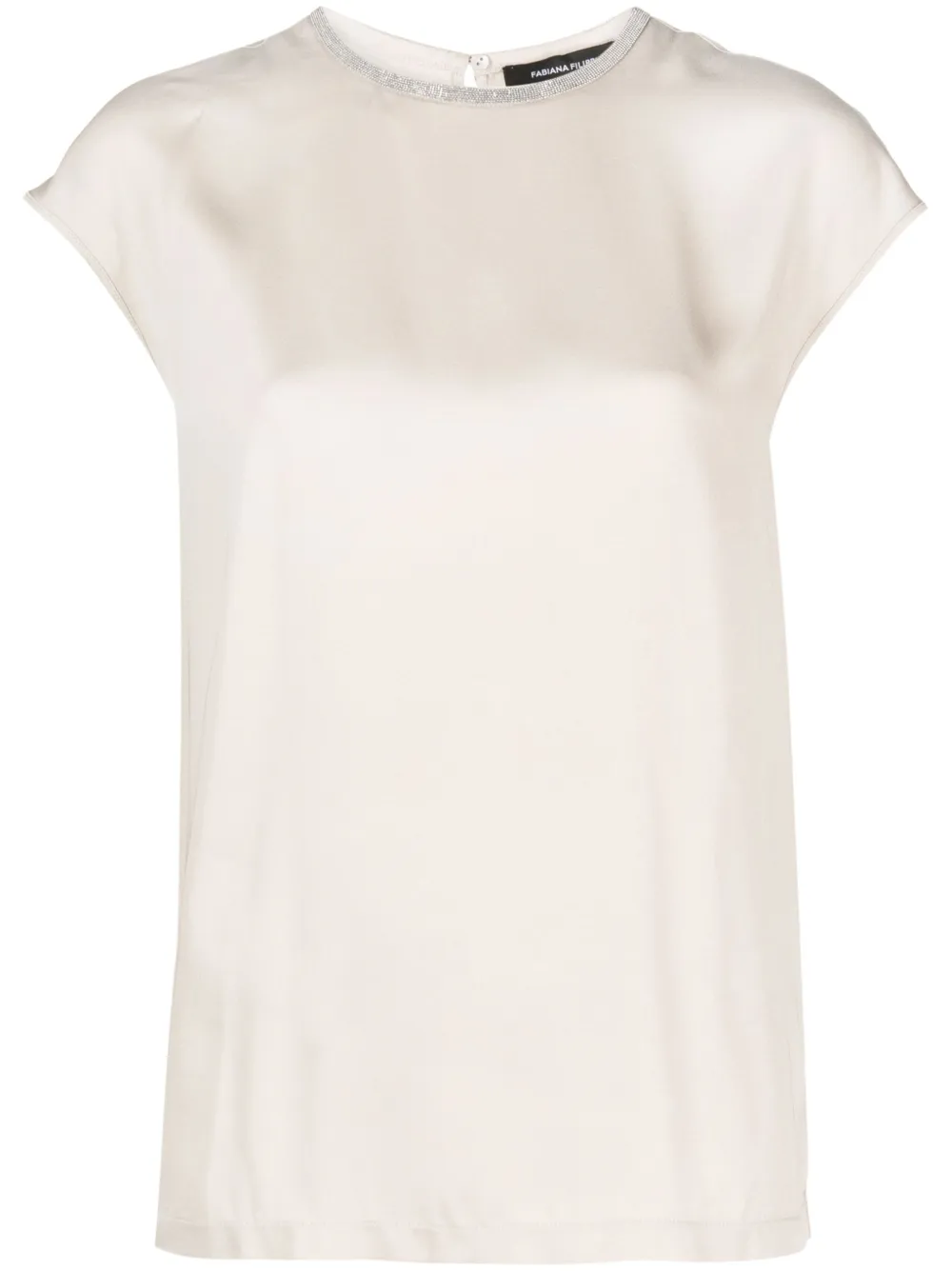 Fabiana Filippi Crystal-embellished Chiffon Blouse In Neutrals