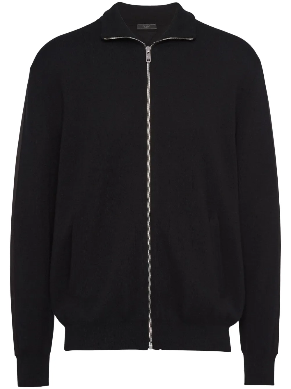 Prada Satin-trimmed Cashmere Cardigan In Black