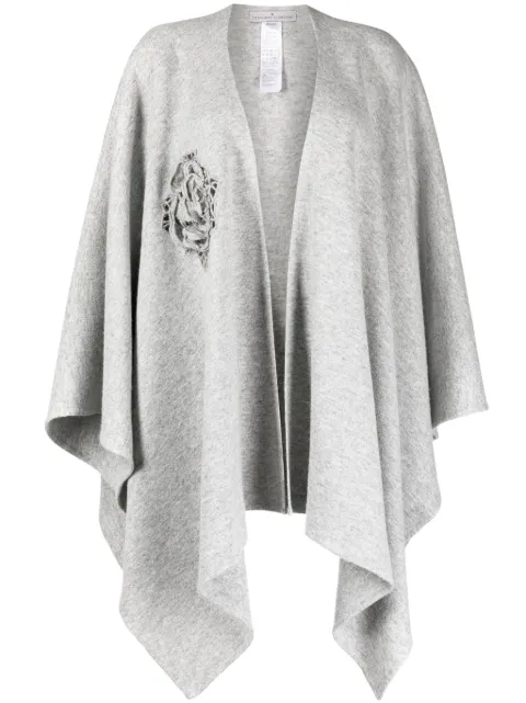 Ermanno Scervino floral-appliqué asymmetric cardi coat