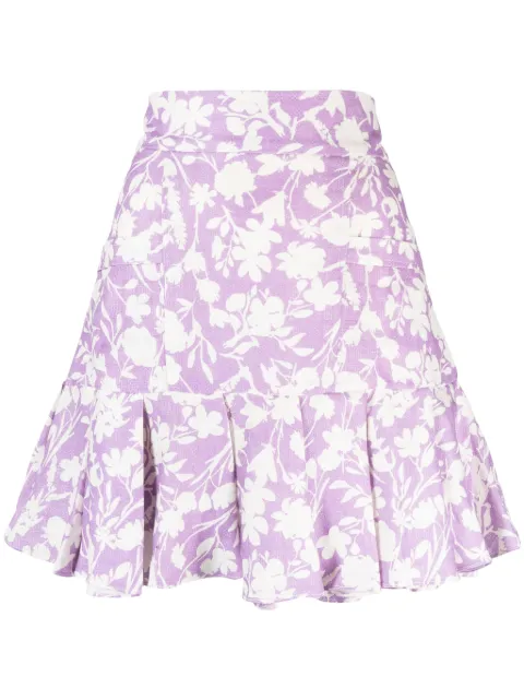 Bambah Arielle ruffle-hem linen mini skirt