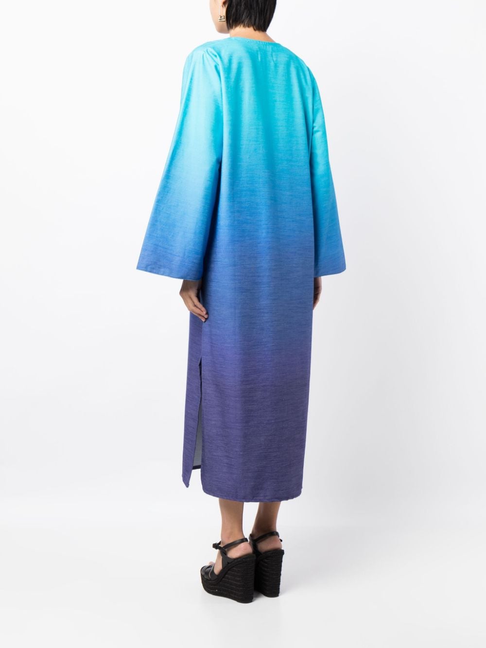 Shop Bambah Mosa Gradient-effect Linen Kaftan In Blue