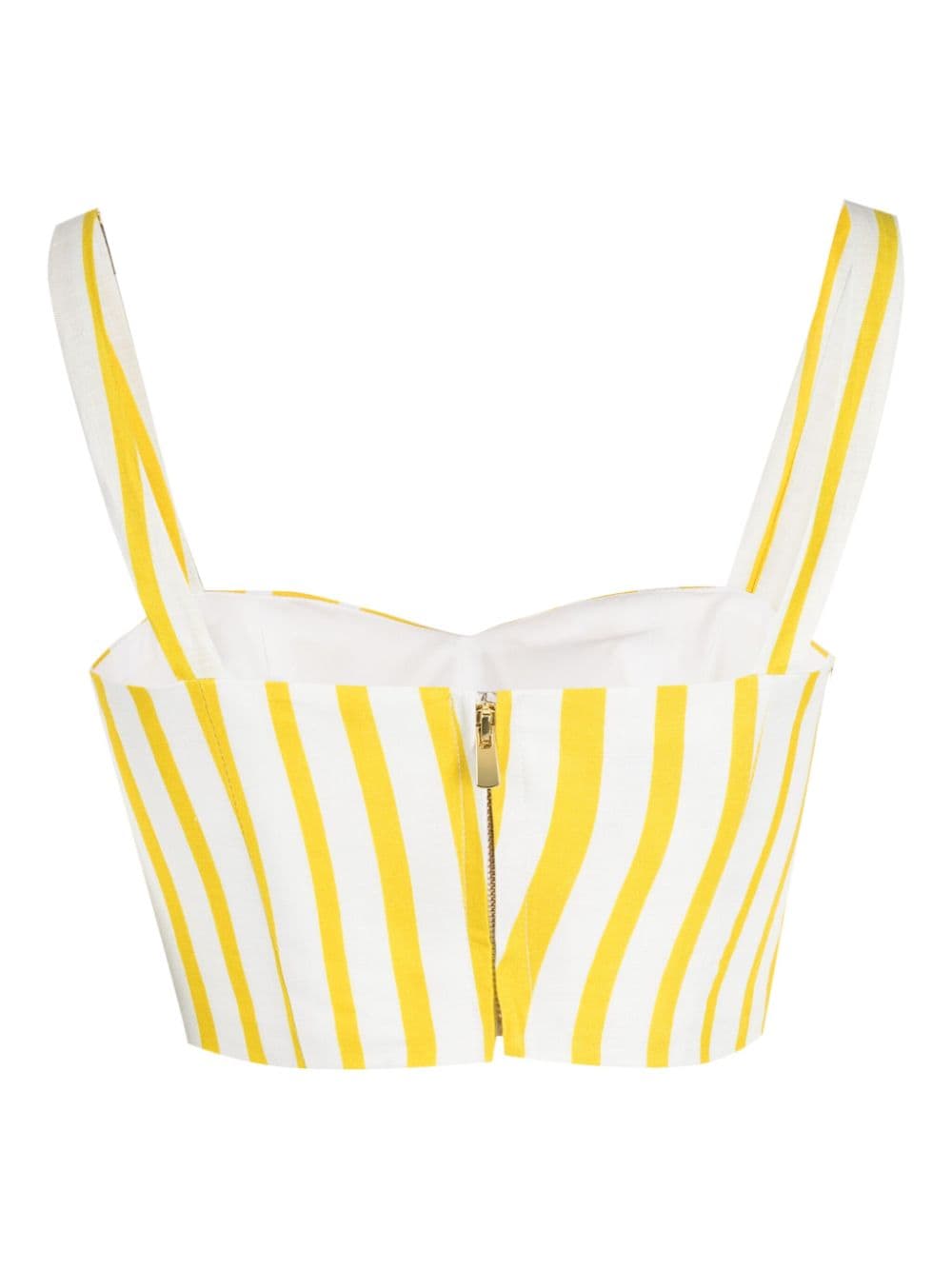 Shop Bambah Sicily Striped Linen Bustier Top In Yellow
