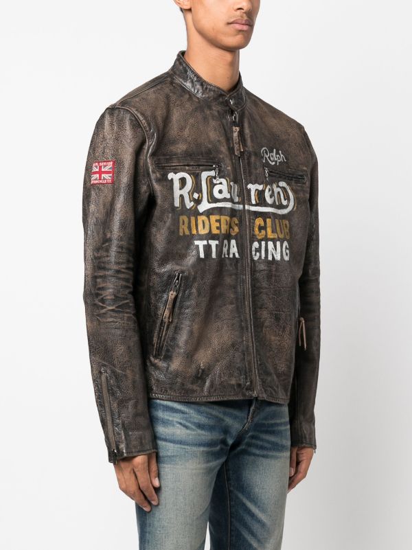 Off-White logo-print Biker Jacket - Farfetch