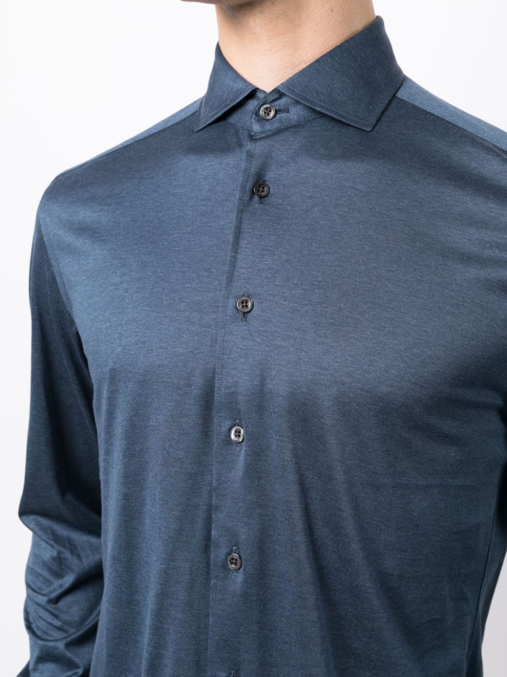 Shop Corneliani Spread-collar Cotton Shirt In Blue