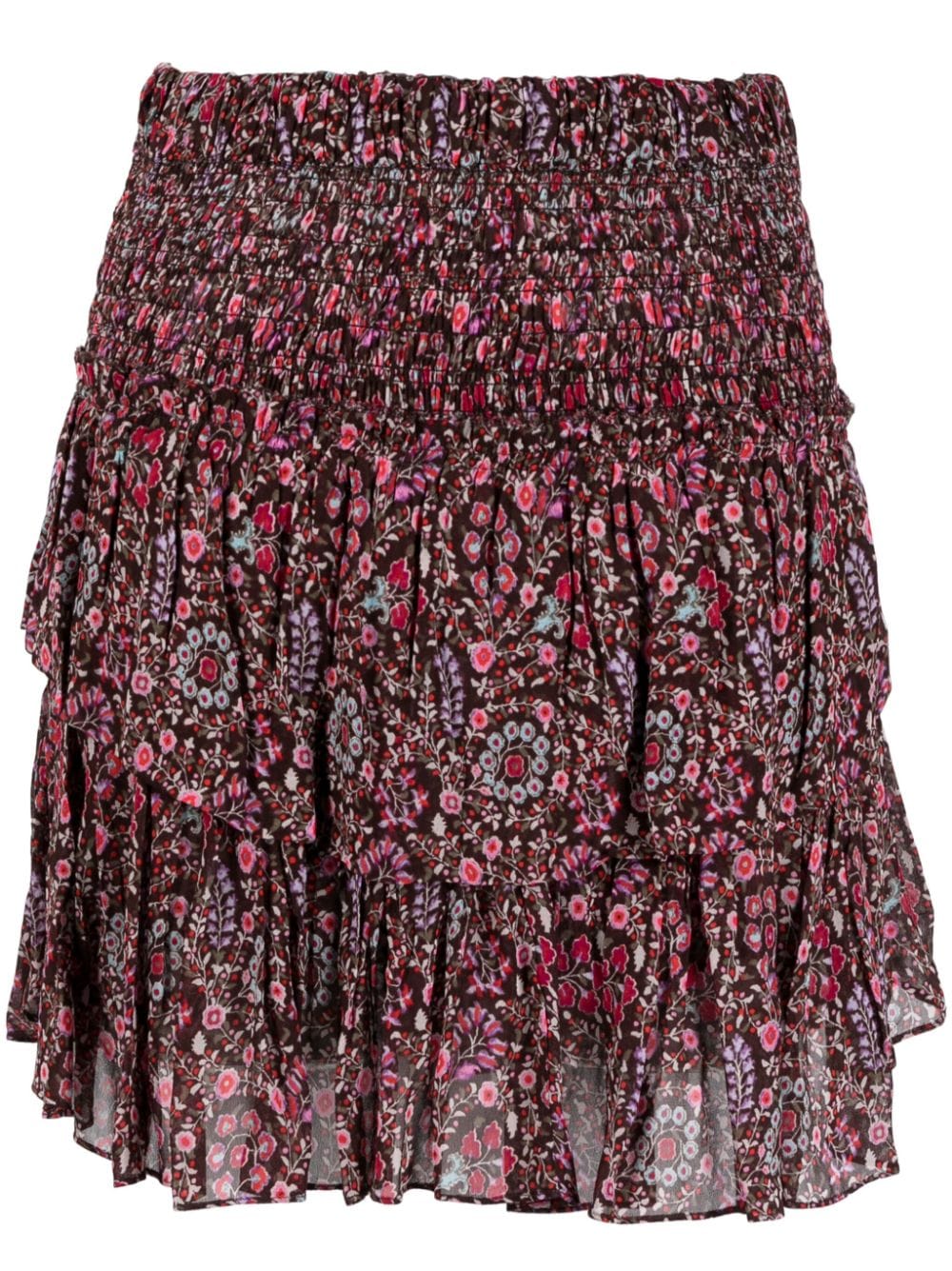 Marant Etoile Naomi Organic Cotton Floral-print Miniskirt In Brown