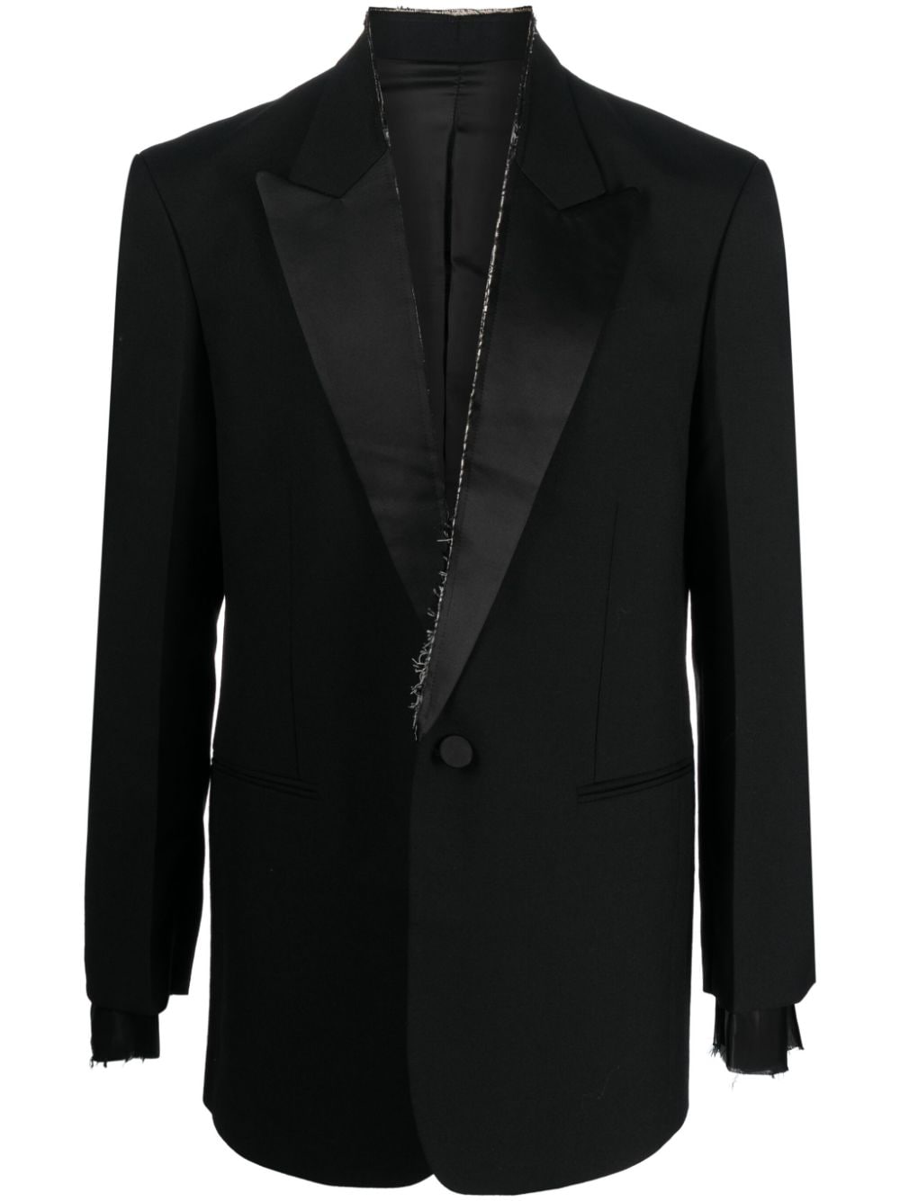 Alyx Frayed-trim Wool Blazer In Black