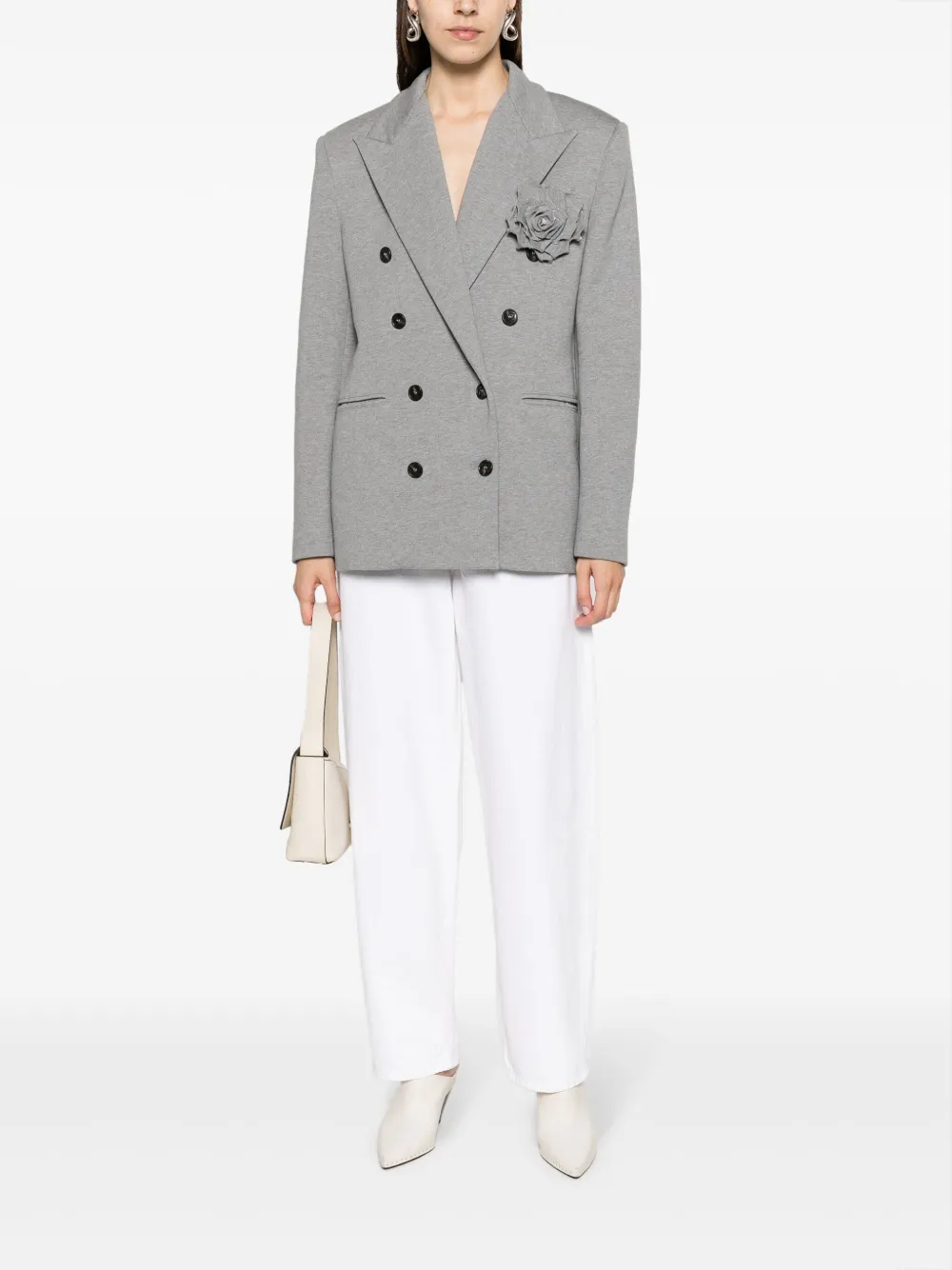 Giuseppe Di Morabito rose-appliqué double-breasted blazer - Grijs