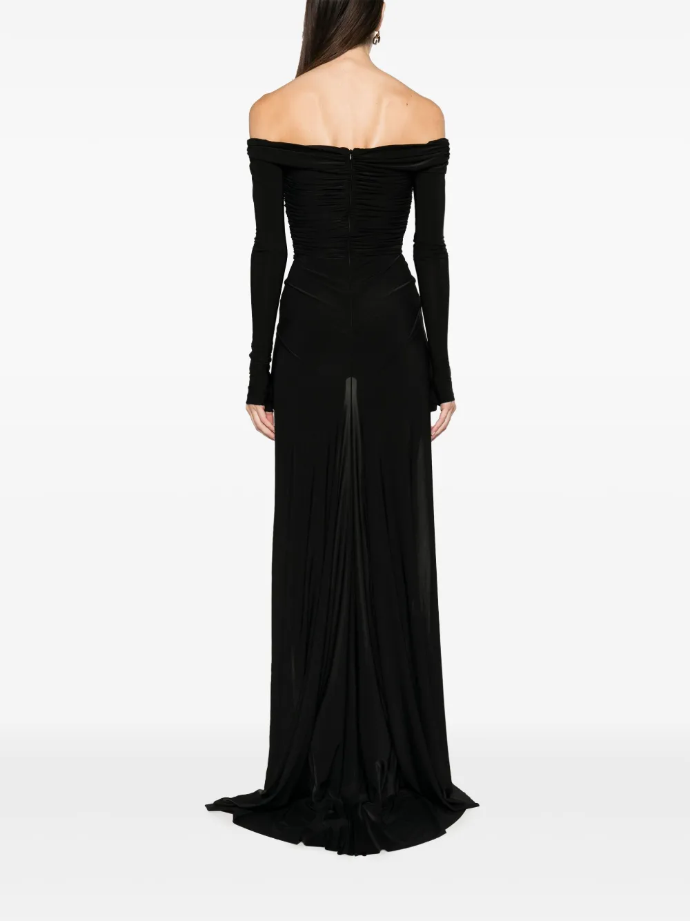 Shop Giuseppe Di Morabito Off-shoulder Fishtail Draped Jumpsuit In Black