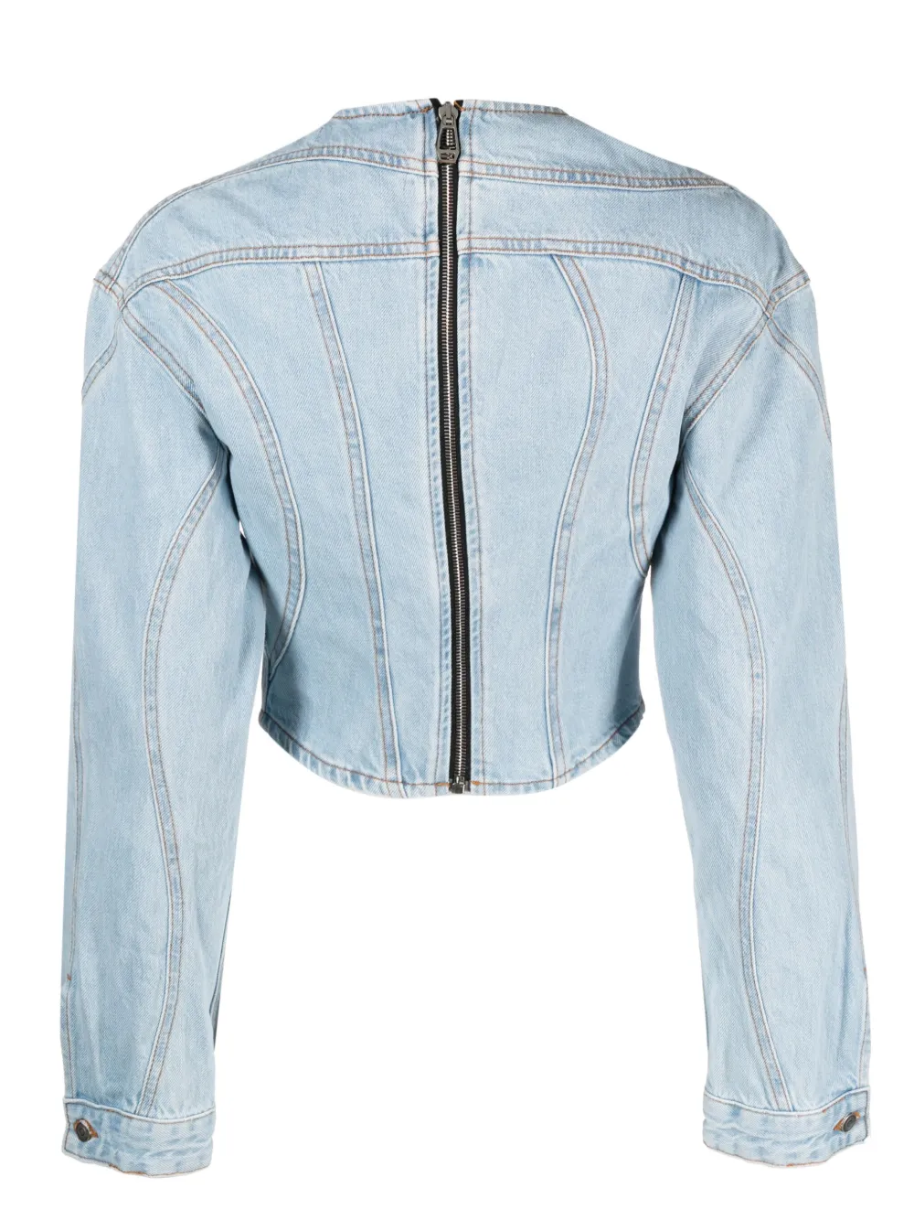 Haikure panelled denim long-sleeve shirt - Blauw