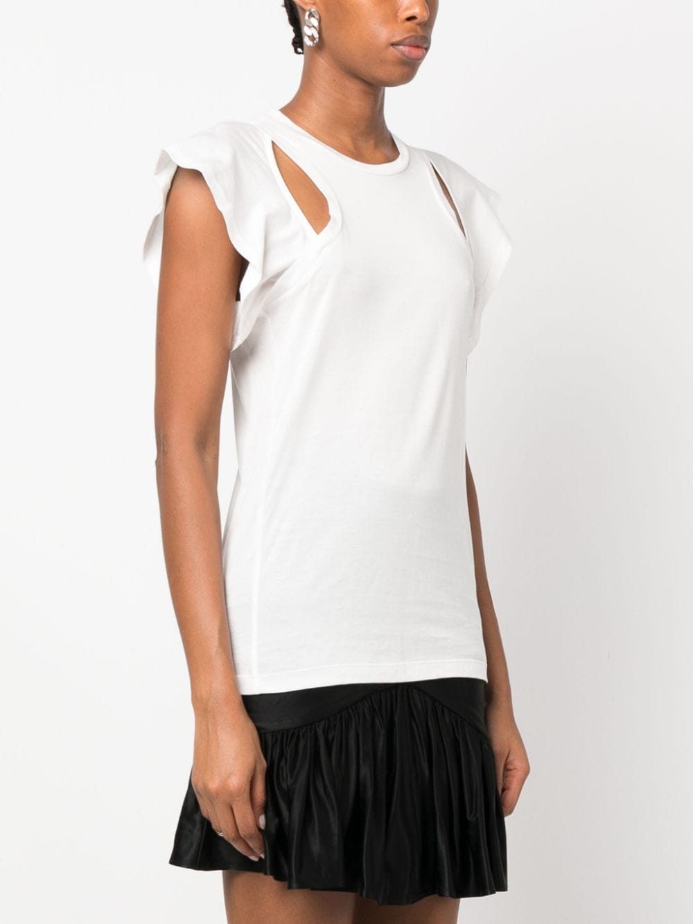 Shop Isabel Marant Cut-out Cotton T-shirt In White