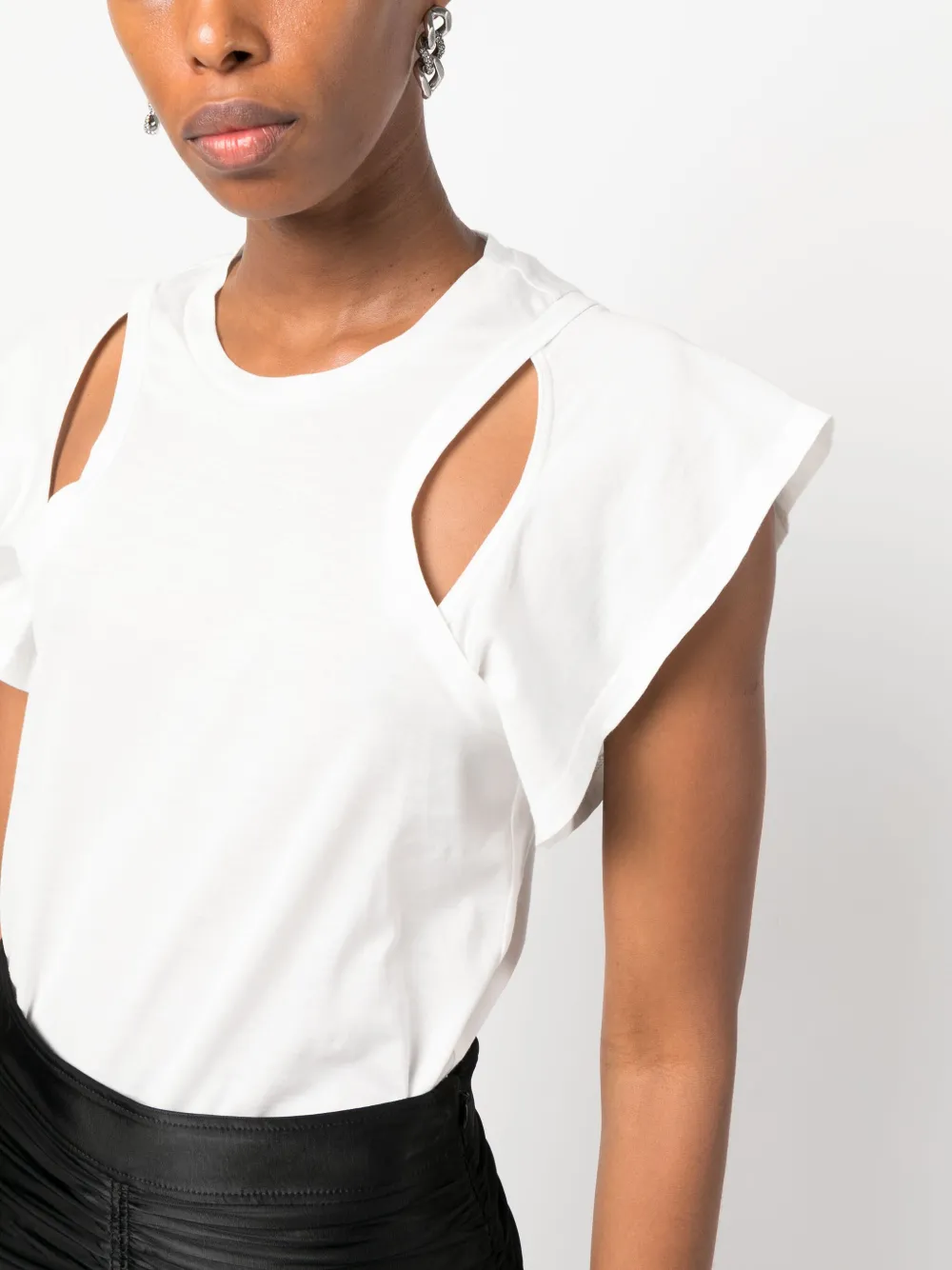 Shop Isabel Marant Cut-out Cotton T-shirt In White