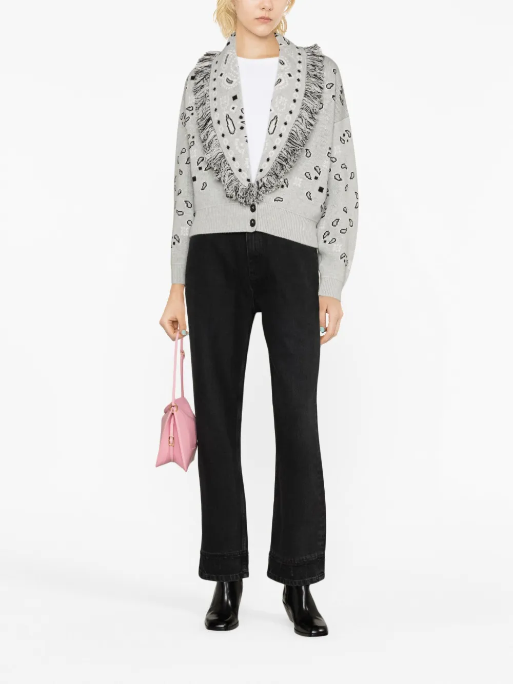 Alanui Bandana Jacquard cropped cardigan - Grijs