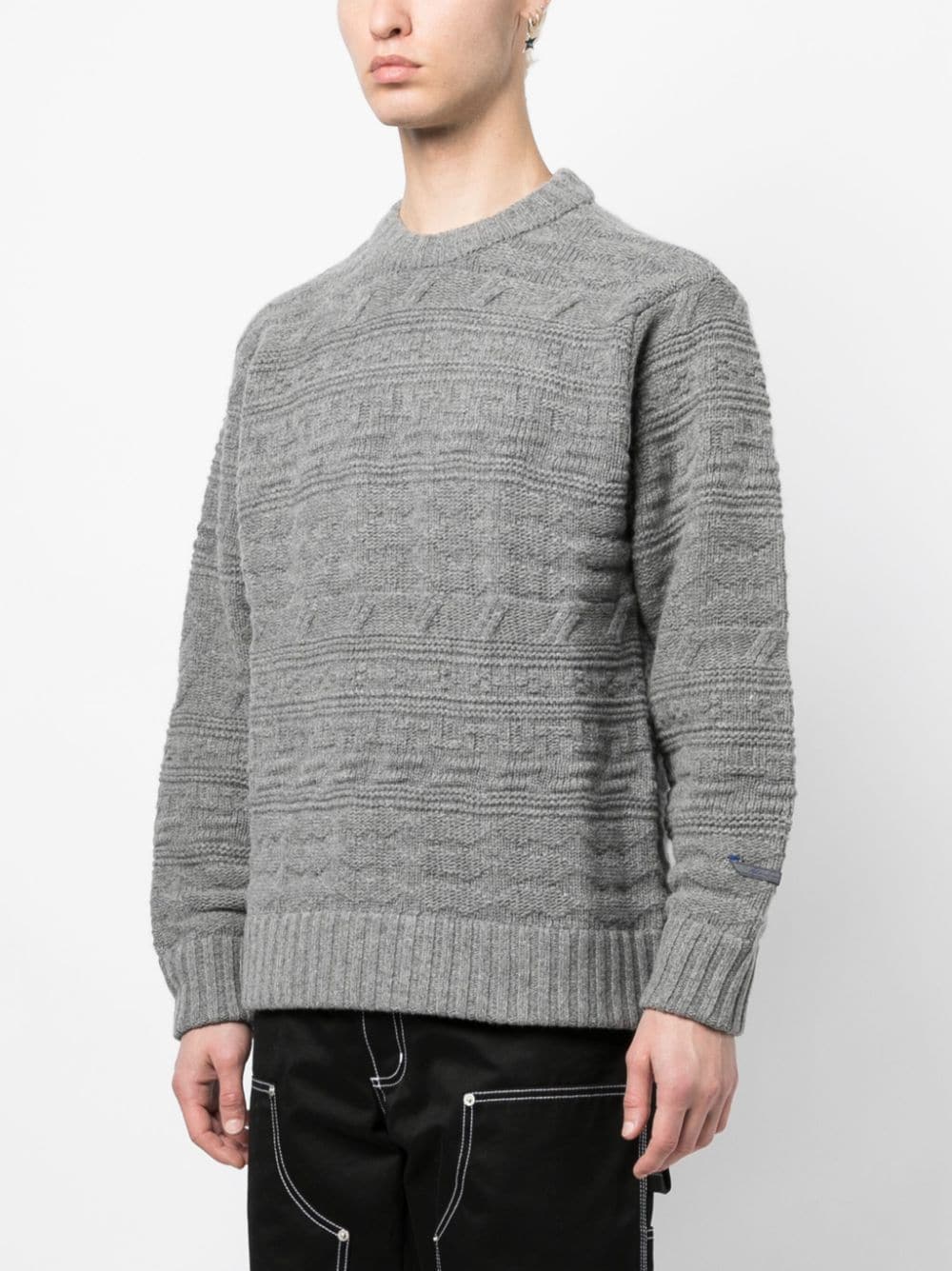 Shop Ader Error Logo-patch Chunky-knit Jumper In Grey