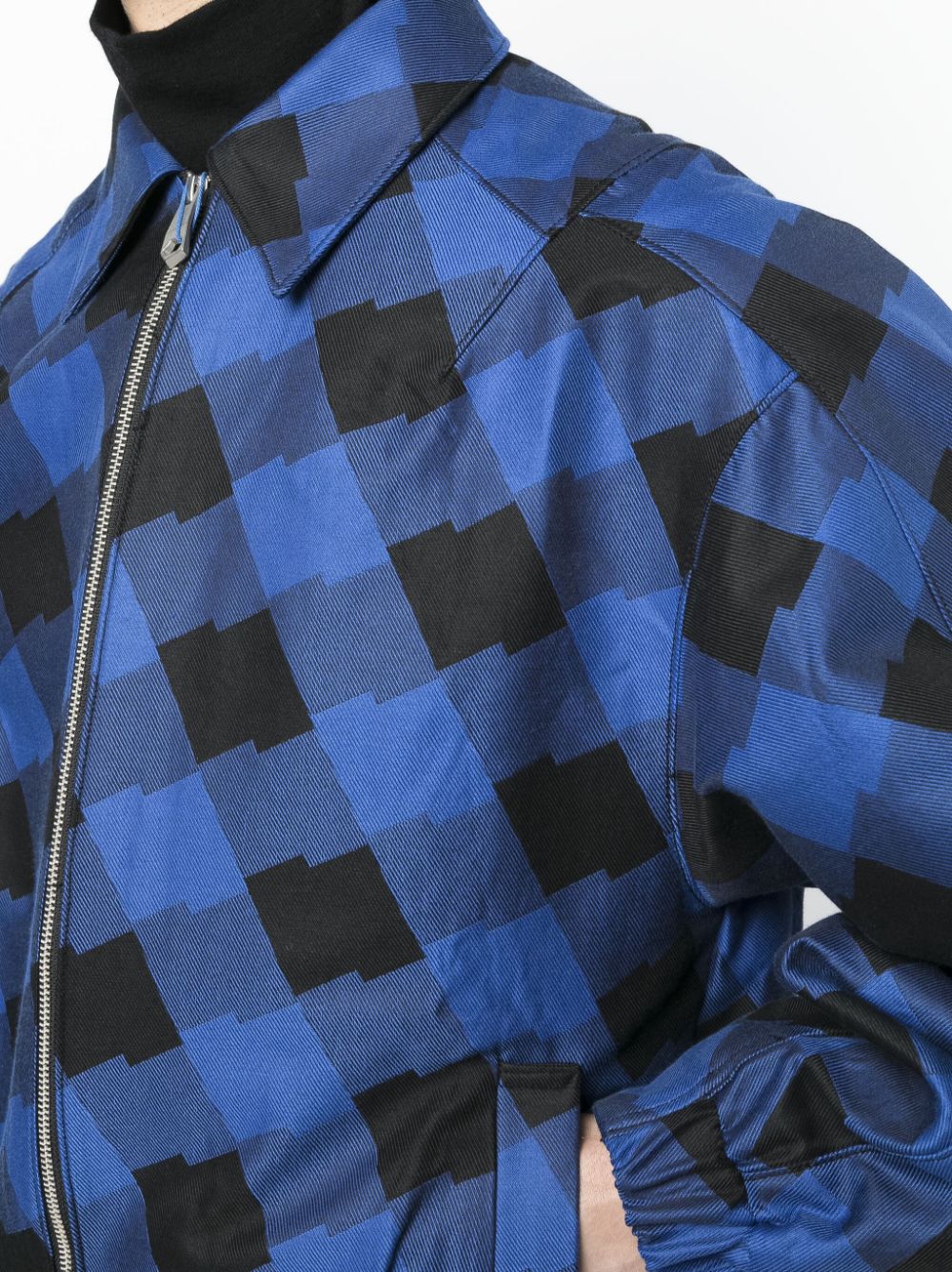 Shop Ader Error Logo-patch Checked Bomber Jacket In Blue