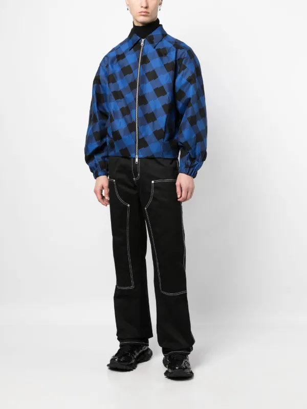 Ader Error チェック ボンバージャケット | ブルー | FARFETCH JP