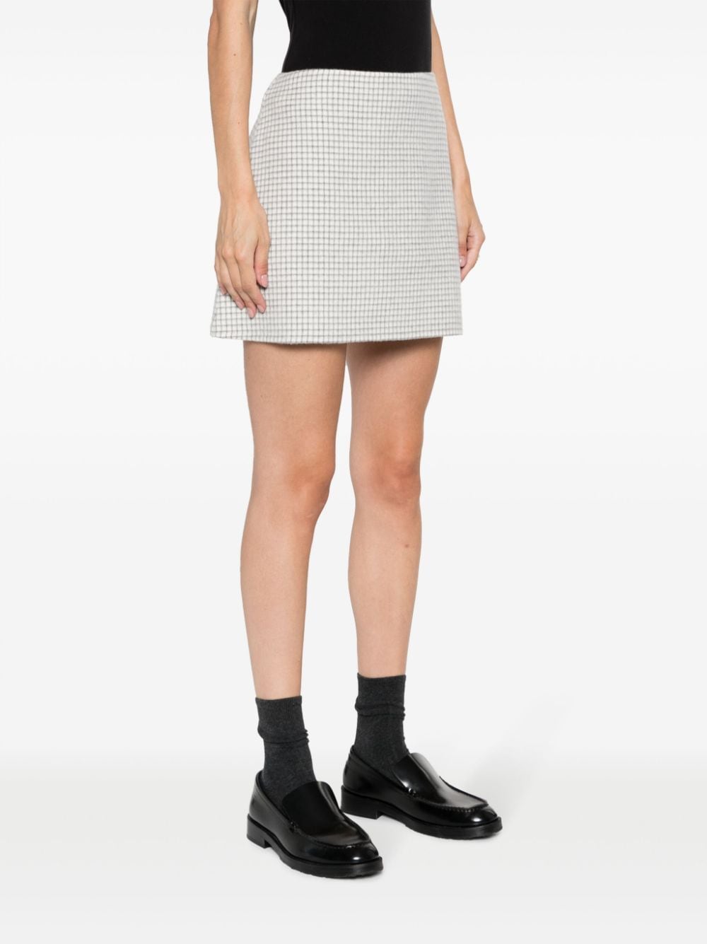Shop Theory Checked Wool Miniskirt In White
