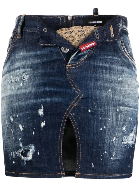 DSQUARED2 distressed-finish deim miniskirt