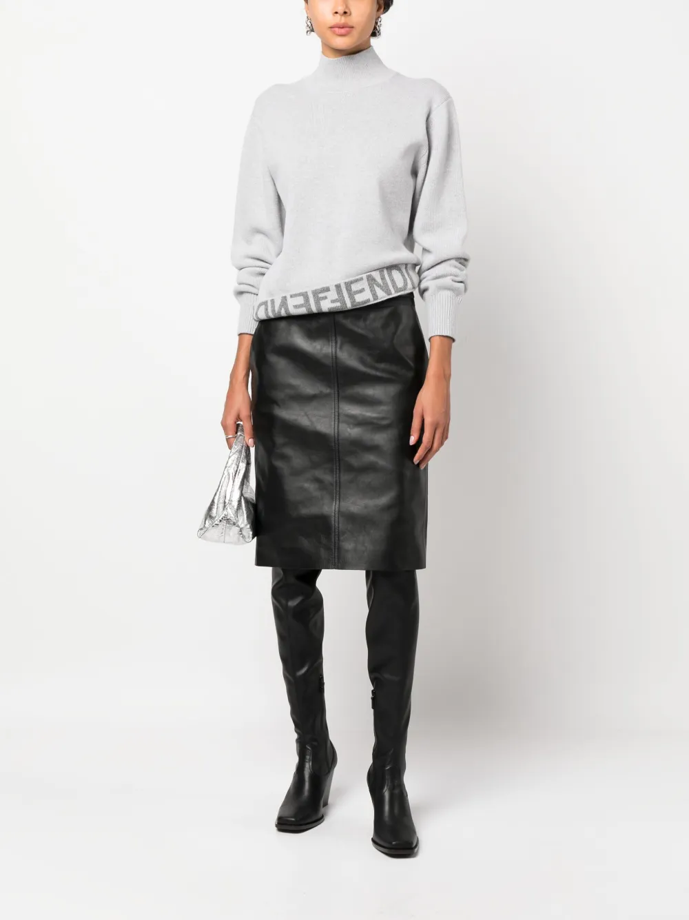 Fendi bow-detailing logo-print jumper - Grijs
