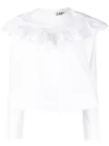 GANNI ruffle-detail organic cotton blouse - White