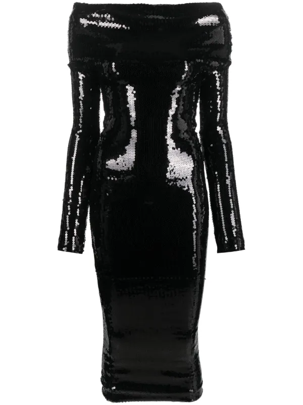 Alexandre Vauthier off shoulder Sequined Midi Dress Farfetch