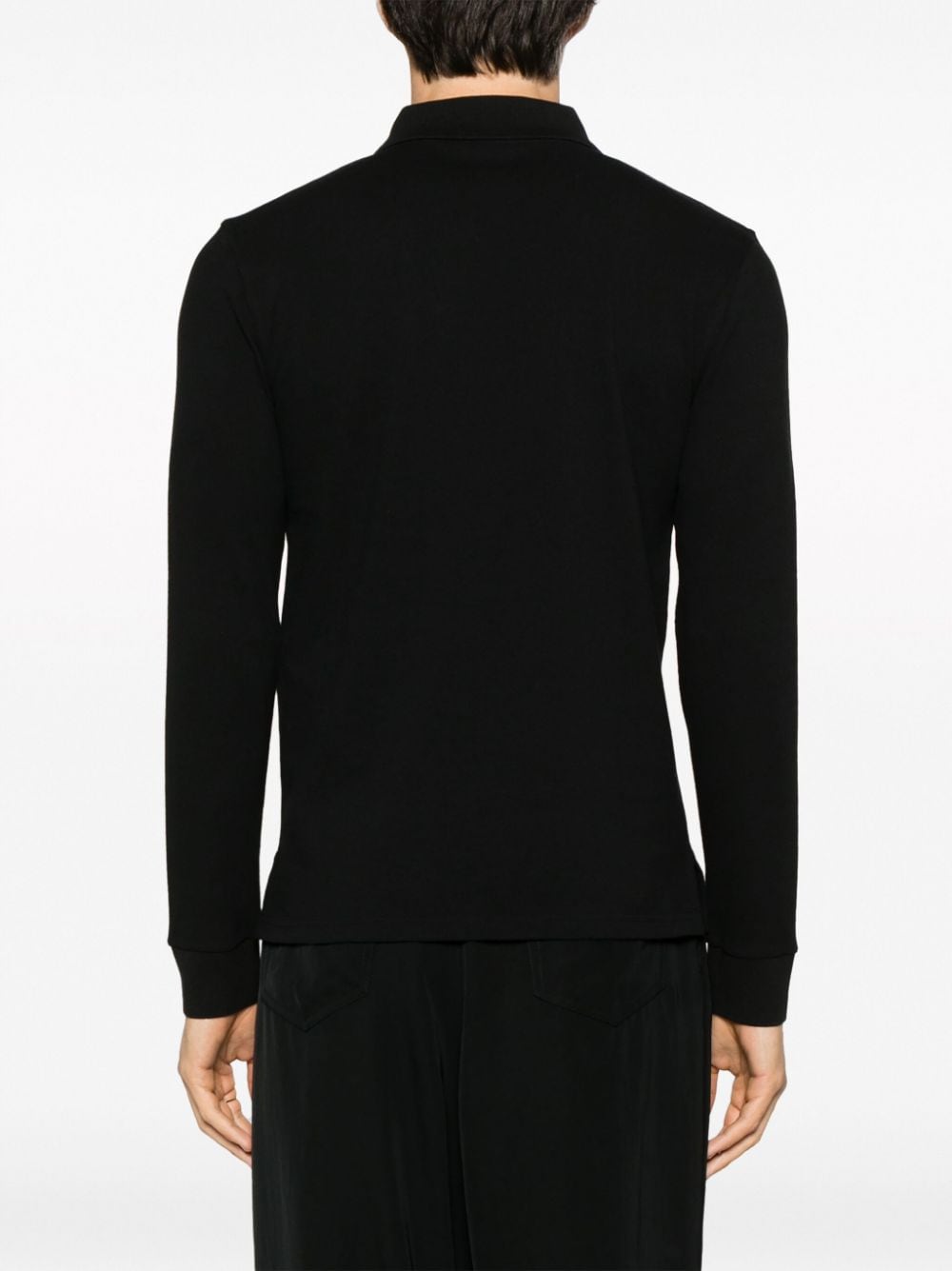 Shop Saint Laurent Logo-embroidered Polo Shirt In Schwarz