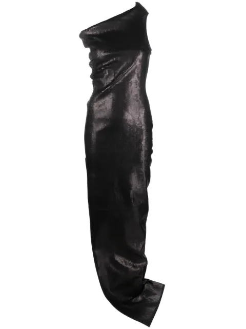 Rick Owens asymmetric-neck sequinned maxi dress