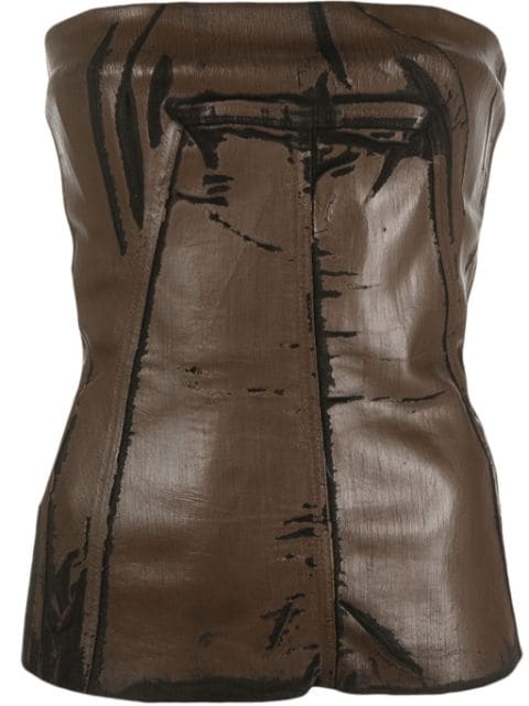 Rick Owens coated-finish cracked bustier top