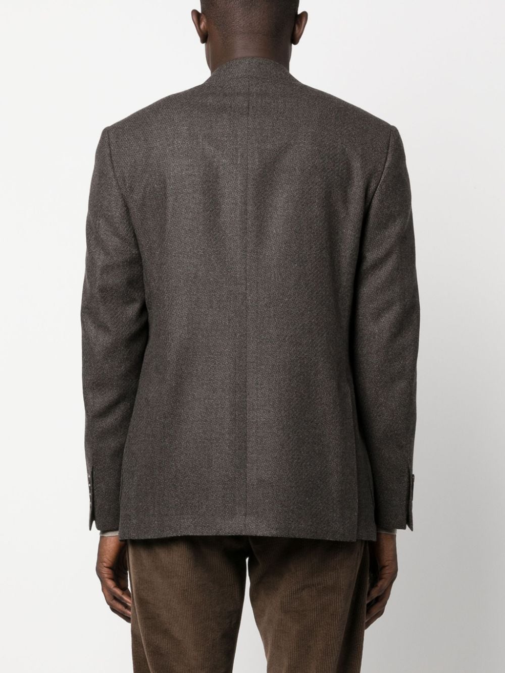 Shop Canali Single-breasted Wool Blazer In Brown