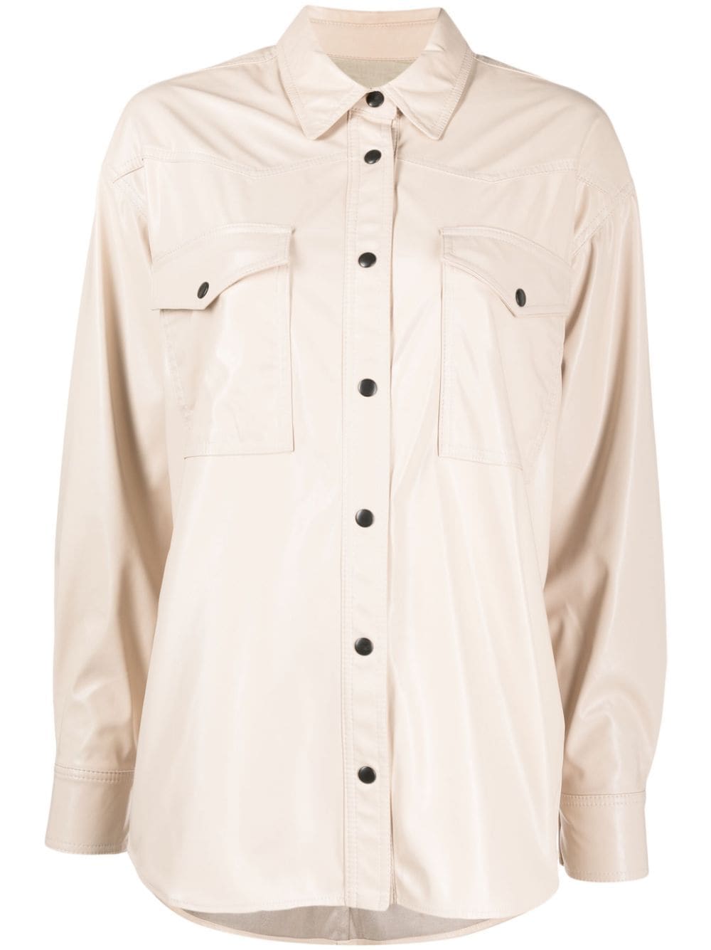 Shop Marant Etoile Pointed-collar Press-stud Shirt In Neutrals