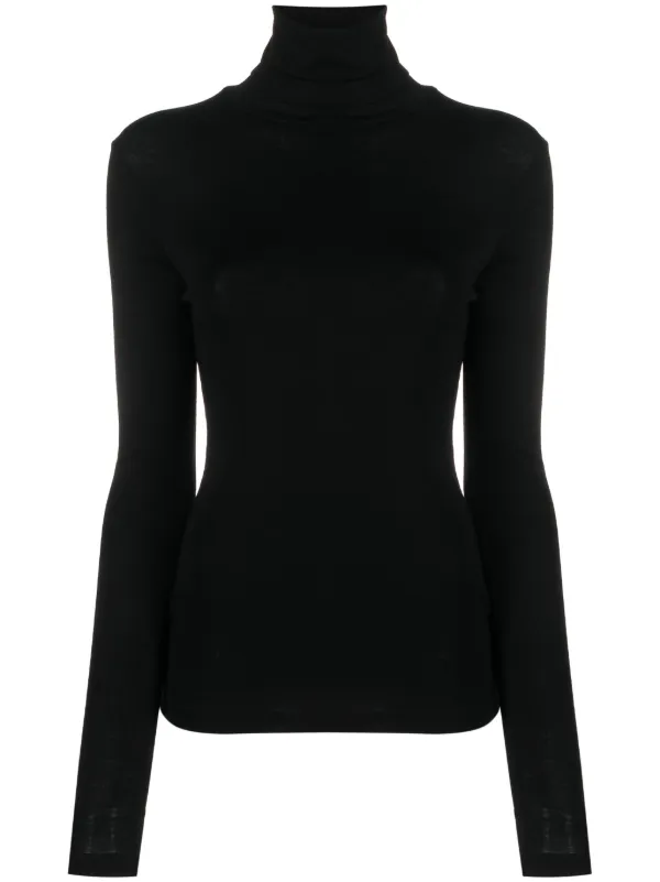 Róhe Roll-neck Merino-wool Top in Black