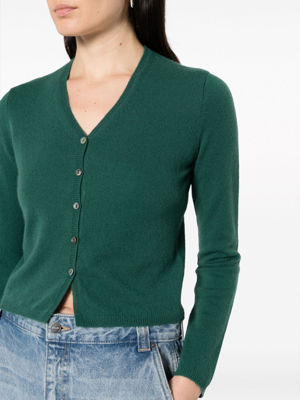 Shop Société Anonyme V-neck Ribbed-knit Cardigan In Green