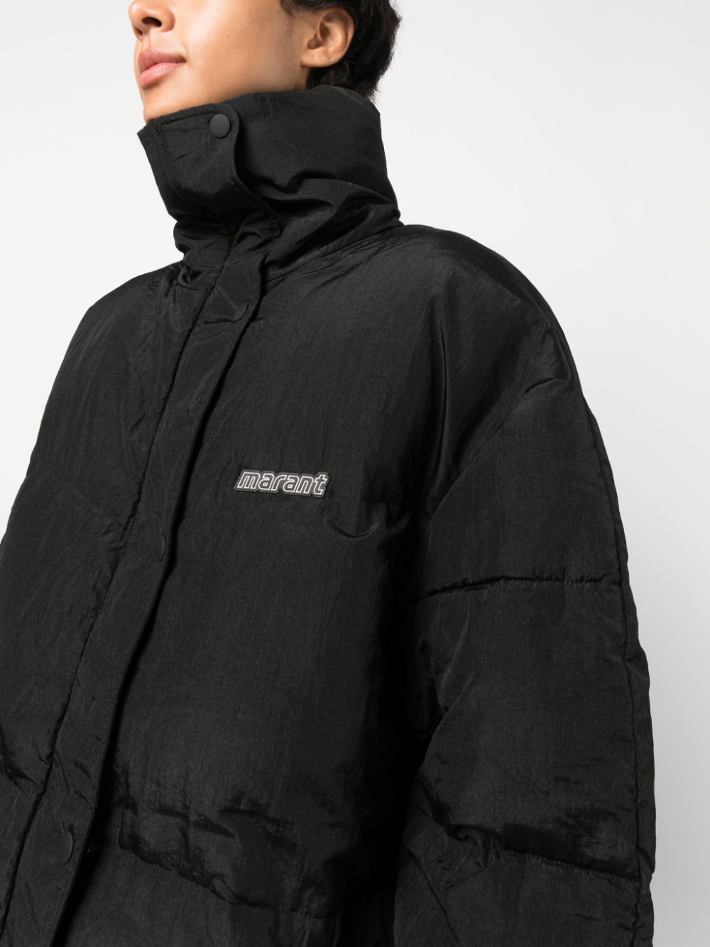 Shop Marant Etoile Logo-patch Padded Puffer Jacket In Black