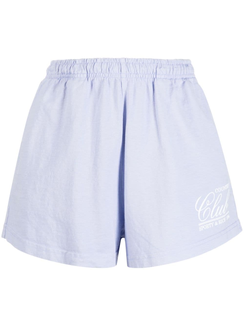Sporty And Rich Logo-print Cotton Shorts In Blue