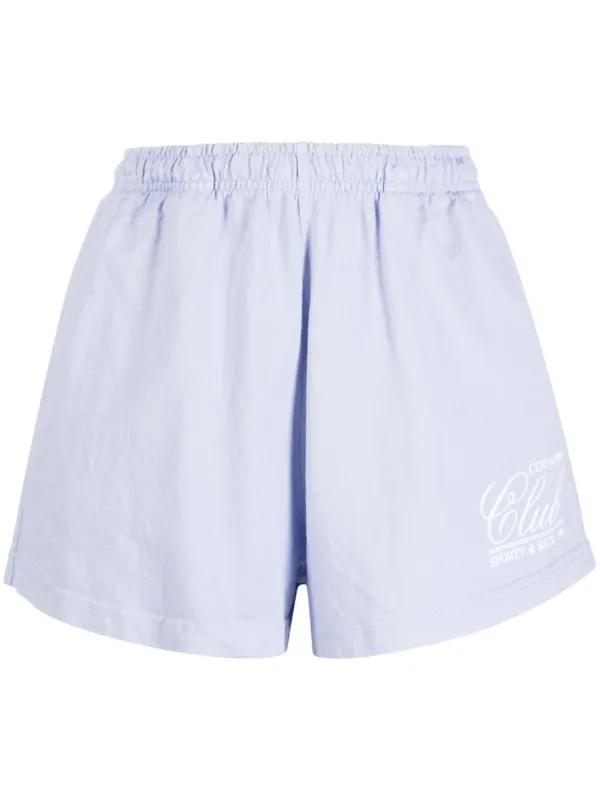 sporty & rich ブルーショートパンツ XS Sporty & Rich ロゴ ショートパンツ | ブルー | FARFETCH JP
