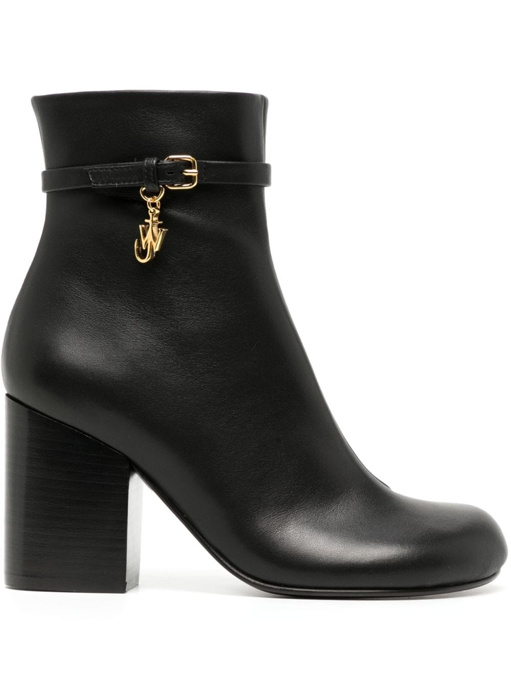 Jw Anderson 80mm Logo-charm Leather Boots In Black