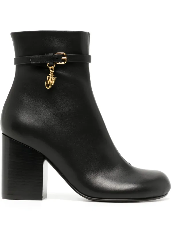 JW Anderson 80mm Logo-charm Leather Boots in Black