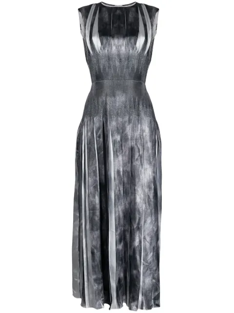 Costarellos box-pleated sleeveless maxi dress