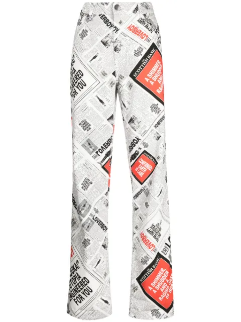 Charles Jeffrey Loverboy newspaper-print wide-leg jeans 