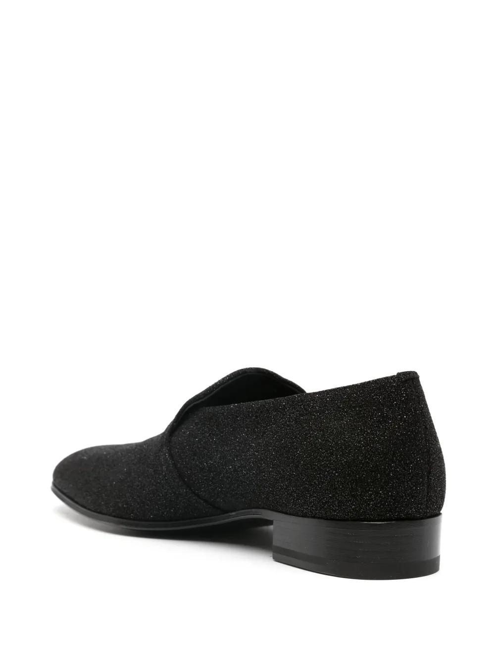 Shop Alexander Mcqueen Glitter Leather Slippers In Black