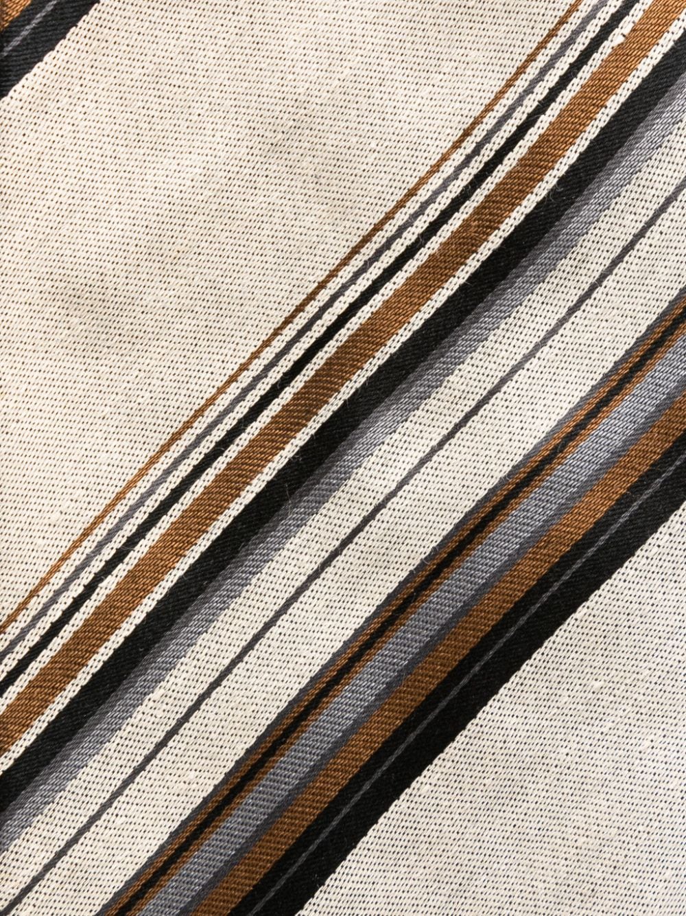 Pre-owned Dolce & Gabbana 1990s Striped Linen-silk Tie In Neutrals