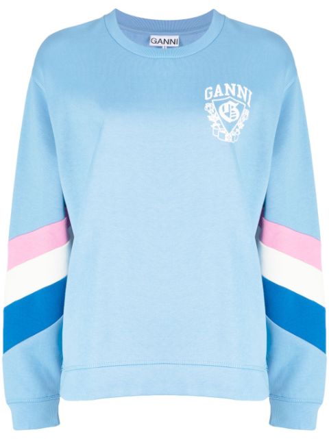 GANNI logo-print stripe-detailing sweatshirt Women