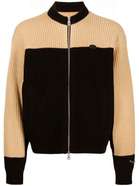 logo-patch two-tone cardigan