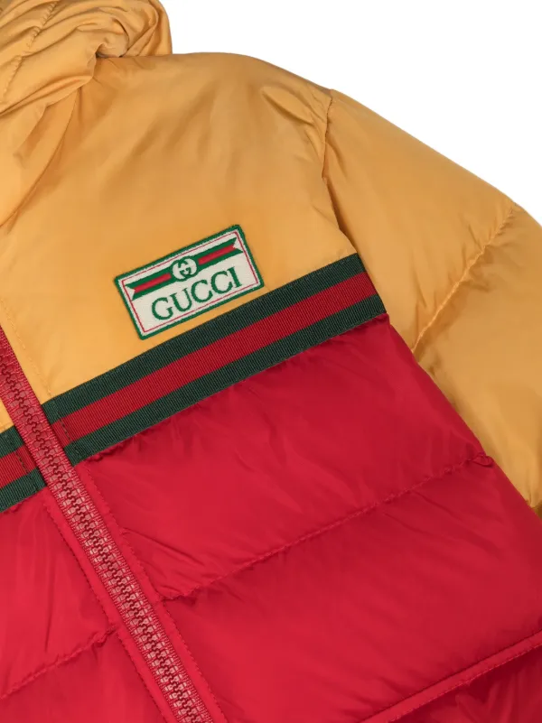 Gucci Kids Web stripe detail Padded Coat Yellow FARFETCH AE