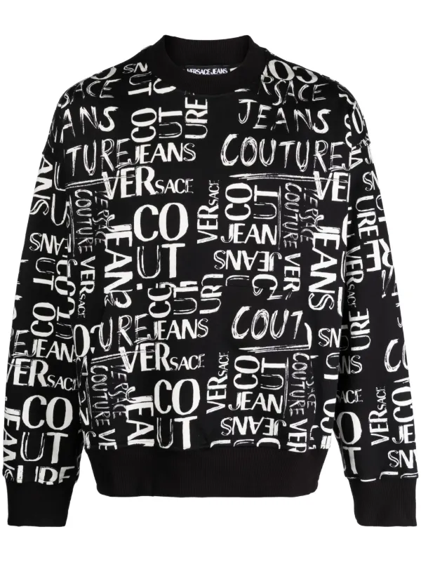 Versace Jeans Couture Intarsia knit-logo Cotton Jumper - Farfetch