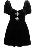Self-Portrait appliqué-detail velvet minidress - Black