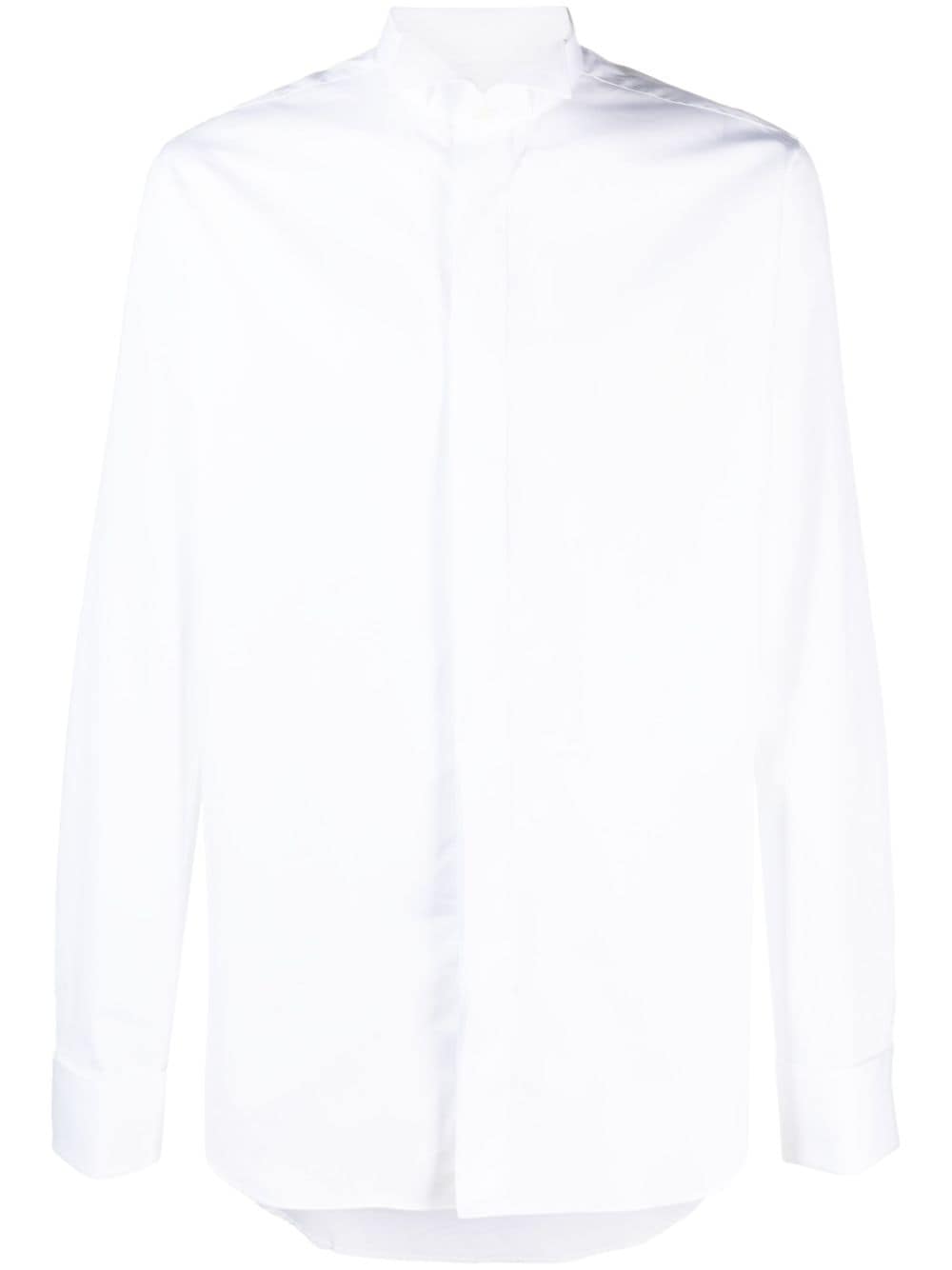 Shop Canali Long-sleeved Cotton Shirt In Weiss