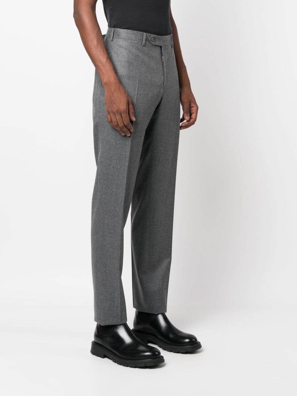 Shop Canali Straight-leg Wool Trousers In Grey