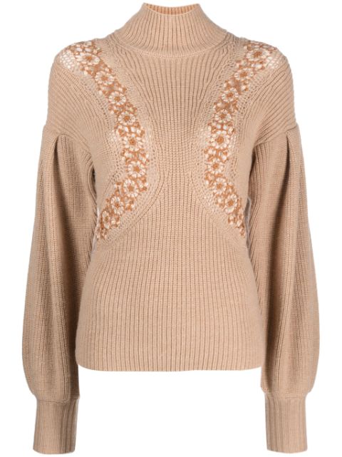 Ulla Johnson crochet-detail merino jumper